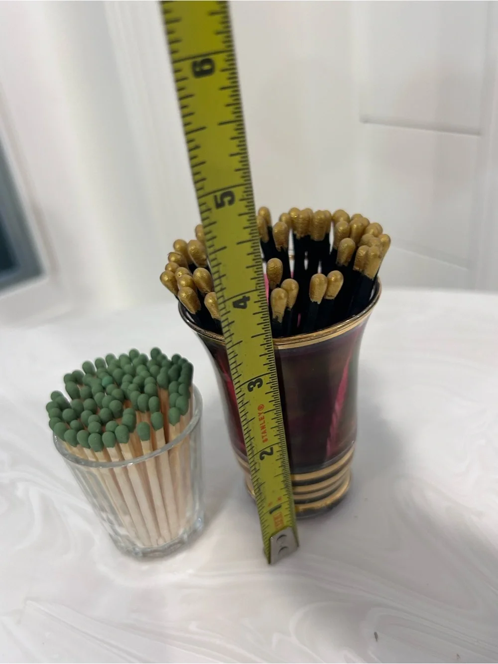 Repurpose restyle Vintage striker Glass wooden Match Holders stocking stuffers!